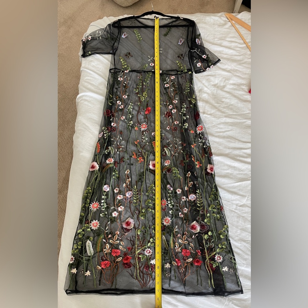 JJ’s House A-line Illusion Scoop Floor-Length Lace Floral Evening Dress - Picture 8 of 10